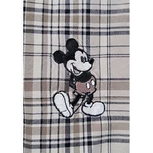 Walt Disney World Men's ‎ BrownPlaid Button Up Cotton Shirt Mickey Mouse Large